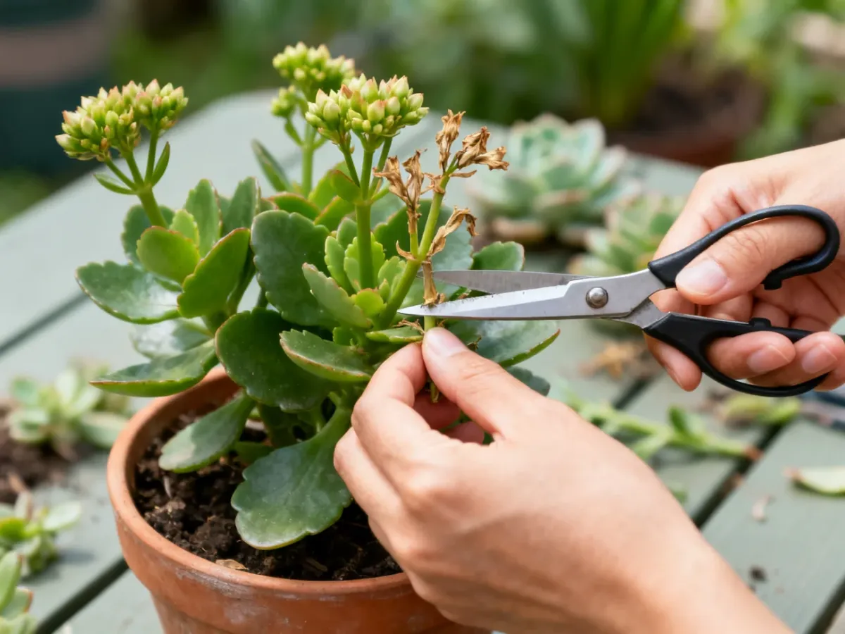 Przycinanie przekwitłych kwiatostanów kalanchoe
